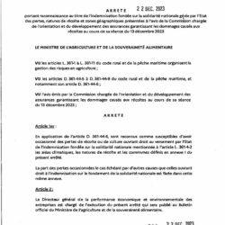 ARRÊTÉ DU MINISTÈRE DE L’AGRICULTURE